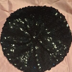 Black Sequin Beret